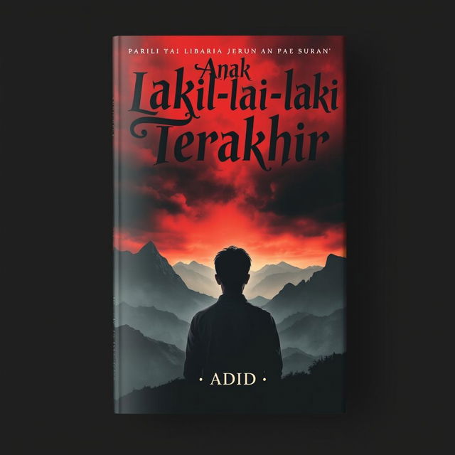 An artistic book cover design for the novel "Anak Laki-laki Terakhir" by Adid