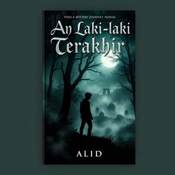 A captivating book cover design for the mysterious journey novel titled 'Anak Laki-laki Terakhir' by Adid