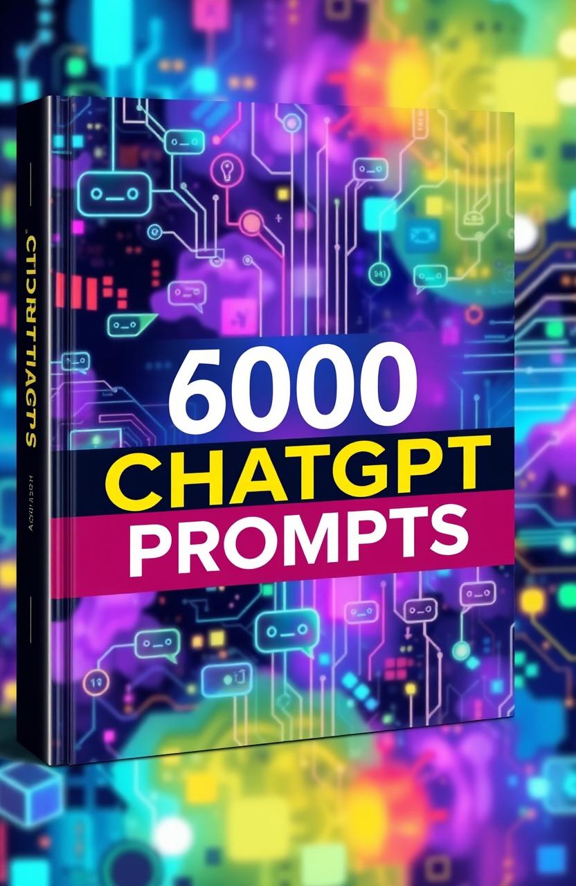 A stunning book cover design featuring the title '600 ChatGPT Prompts' prominently displayed in bold, modern typography