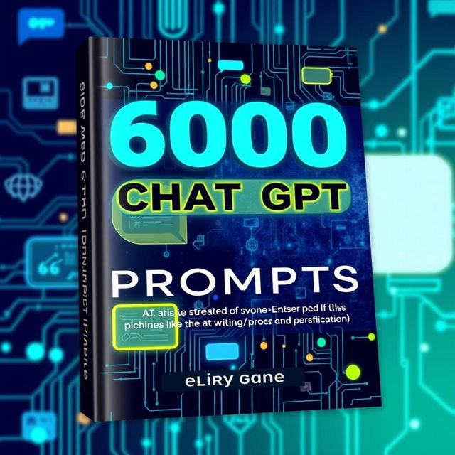 A visually striking book cover design featuring the title '600 Chat GPT Prompts' in bold, modern typography