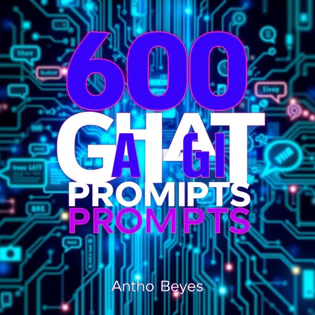 A visually striking book cover design featuring the title '600 Chat GPT Prompts' in bold, modern typography