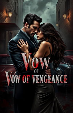 A dramatic and intense scene depicting a dark mafia romance, featuring a powerful couple locked in a passionate embrace amidst a backdrop of chaos and bloodshed