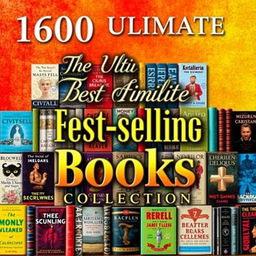 A visually striking book bundle cover featuring 1600 of the most famous best-selling books from various genres