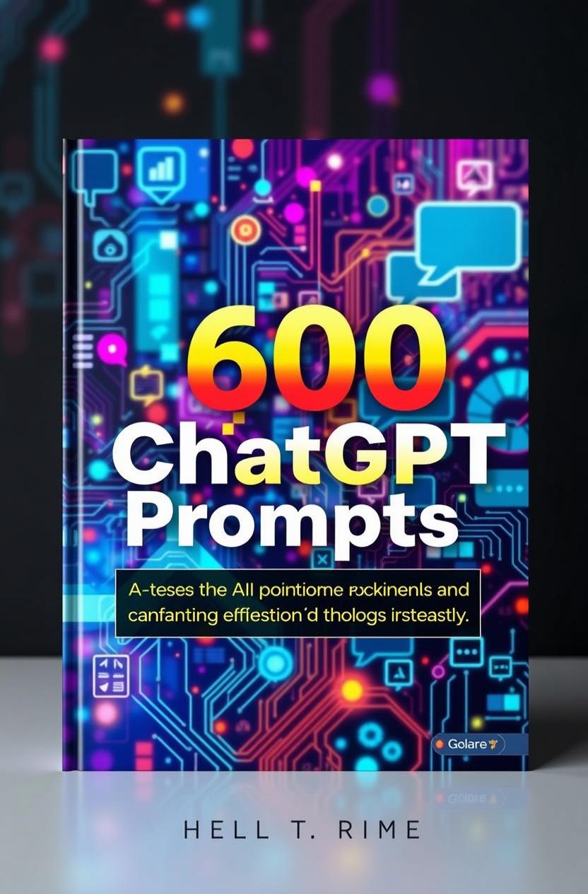 A colorful book cover featuring the title '600 ChatGPT Prompts'