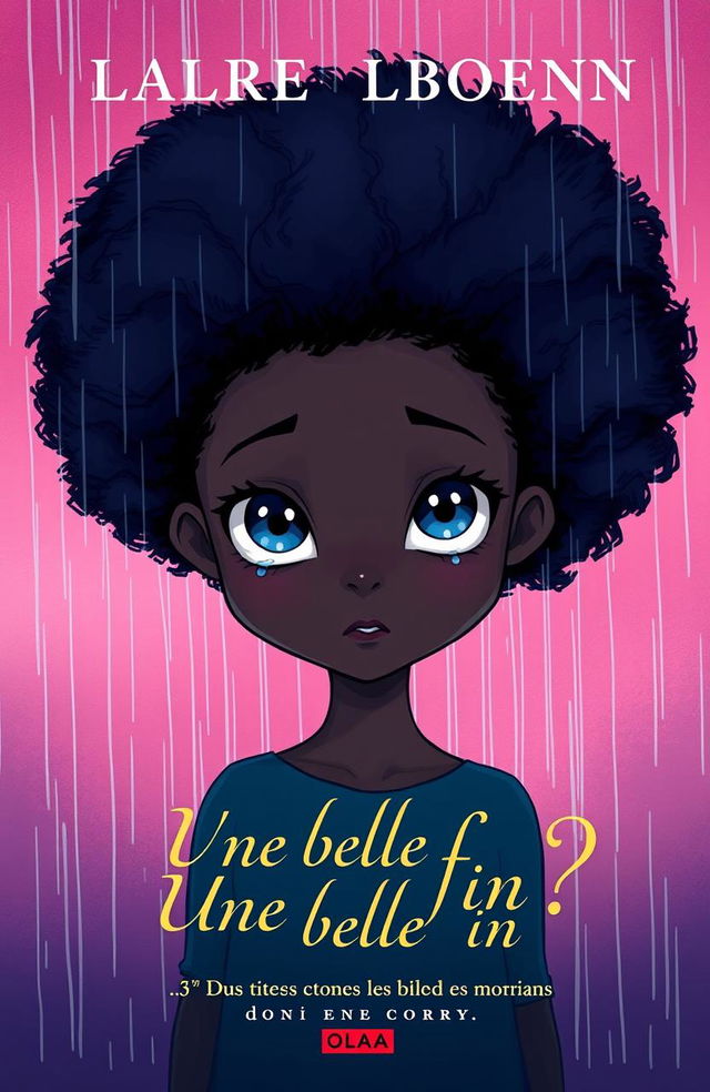 A beautifully illustrated cover featuring Olaa, a character with a striking afro hairstyle and captivating blue eyes, looking directly at the viewer with tears in her eyes but a determined expression