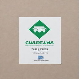 A square car pass for a homeowners association. The pass should be visible and legible, bearing the association's name and logo, with a professional and trustworthy look.