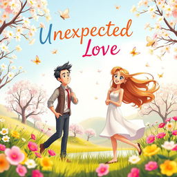 A whimsical and romantic animated book cover depicting an unexpected love story