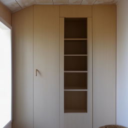 A room measuring 15 feet by 15 feet, featuring three built-in wall cupboards.