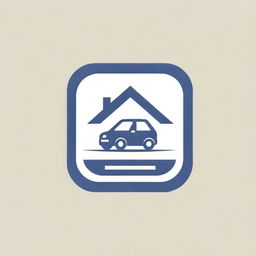 A square logo featuring 'Siudad Grande Homeowners Association carpass', incorporating elements of urban environment and insignia of automotive identification.