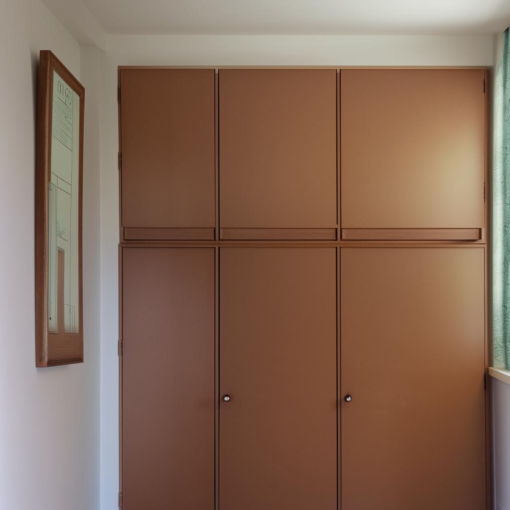 A room measuring 15 feet by 15 feet, featuring three built-in wall cupboards.