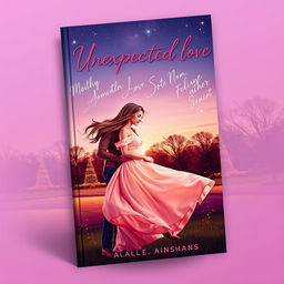 A beautifully designed book cover featuring a couple in a romantic embrace beneath a starlit sky, expressing the theme of unexpected love