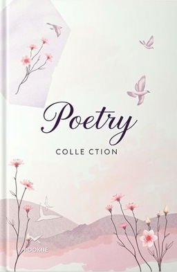 A beautifully designed book cover for a poetry collection, featuring an abstract watercolor background in soft pastel colors, such as lilac, blush pink, and pale blue