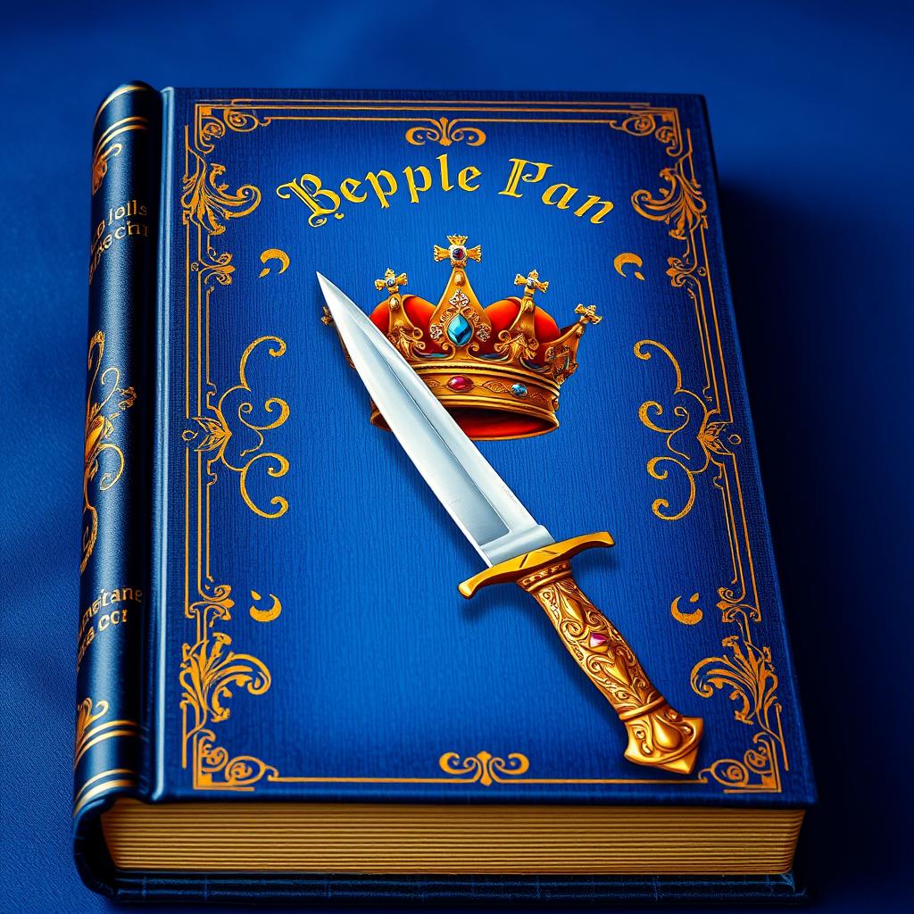 A beautifully illustrated book featuring a crown and knife on the cover, designed with intricate golden patterns and ornate details