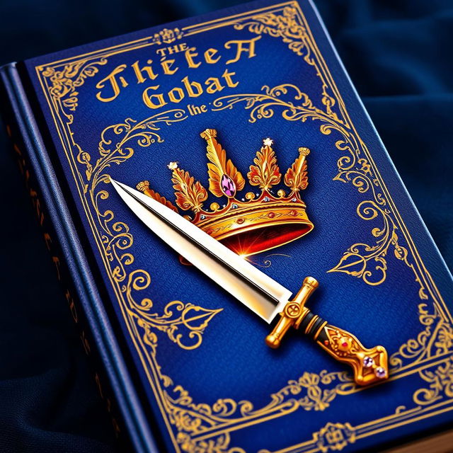 A beautifully illustrated book featuring a crown and knife on the cover, designed with intricate golden patterns and ornate details