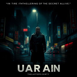 A dramatic film poster featuring a dark, moody cityscape at night with neon lights reflecting off rain-slicked streets
