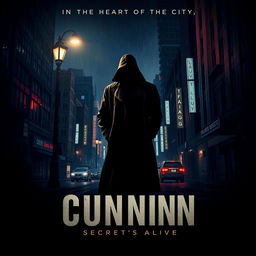 A dramatic film poster featuring a dark, moody cityscape at night with neon lights reflecting off rain-slicked streets