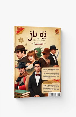 A book cover design for a novel titled "أبطال الورق" (Heroes of Paper) featuring the most famous literary characters in history