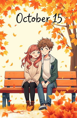 A heartwarming book cover design for a novel titled 'October 15'