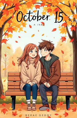 A heartwarming book cover design for a novel titled 'October 15'