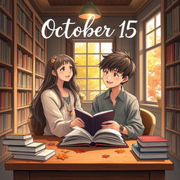 A charming book cover design for a novel titled 'October 15'