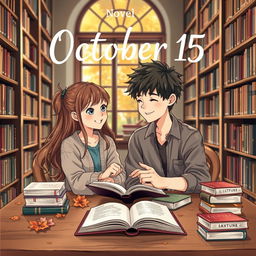A charming book cover design for a novel titled 'October 15'