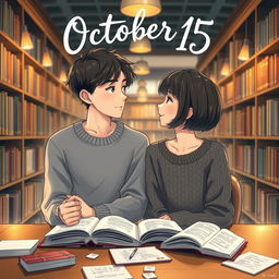An enchanting book cover design for a novel titled 'October 15'