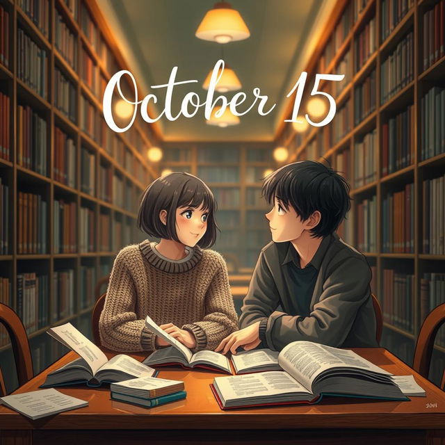 An enchanting book cover design for a novel titled 'October 15'