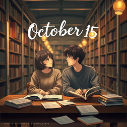 An enchanting book cover design for a novel titled 'October 15'