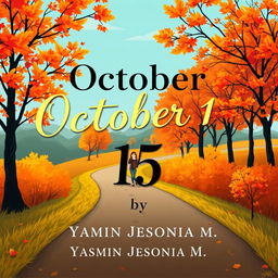 A visually striking book cover for the novel 'October 15' by Yasmin Jesonia M