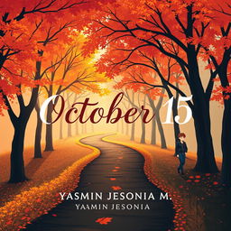 A visually striking book cover for the novel 'October 15' by Yasmin Jesonia M