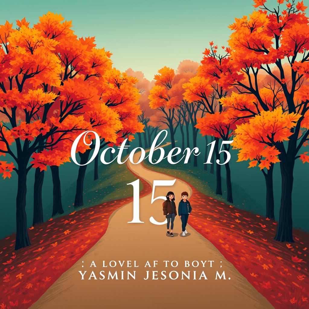 A visually striking book cover for the novel 'October 15' by Yasmin Jesonia M