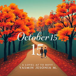 A visually striking book cover for the novel 'October 15' by Yasmin Jesonia M