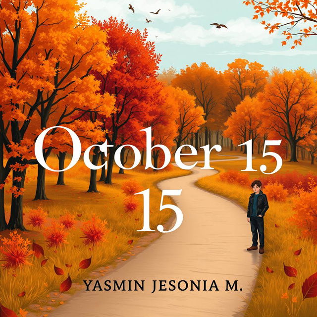 A visually striking book cover for the novel 'October 15' by Yasmin Jesonia M