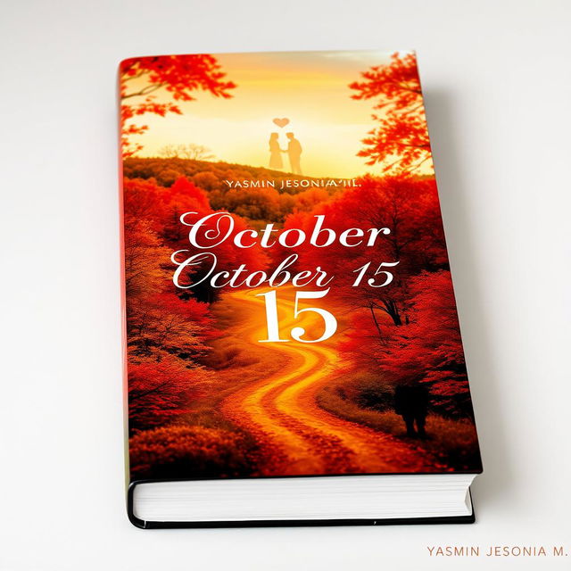 A captivating book cover design for the novel 'October 15' by Yasmin Jesonia M