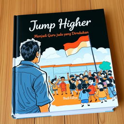 An illustrated book cover featuring a sketch of a man gazing at a school filled with joyful students in the bright morning atmosphere