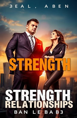 A motivational book cover featuring a powerful image of a strong, confident man standing tall beside a woman equally exuding strength and charisma