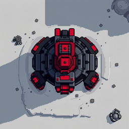 A top-down view of a turret, designed in pixel art style