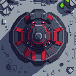 A top-down view of a turret, designed in pixel art style