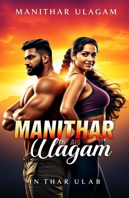 A motivational book titled 'Manithar Ulagam', featuring a strong man and a woman standing back to back, symbolizing strength and unity