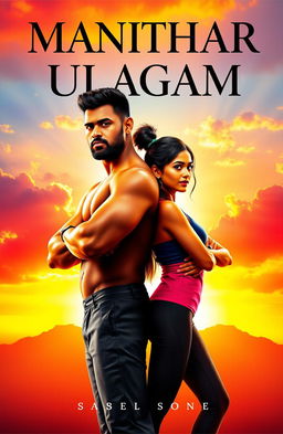 A motivational book titled 'Manithar Ulagam', featuring a strong man and a woman standing back to back, symbolizing strength and unity