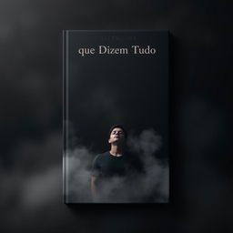 A book cover design for 'Silêncios que Dizem Tudo' featuring a dark, soft background composed of shades of gray and black, which creates an introspective and serene atmosphere