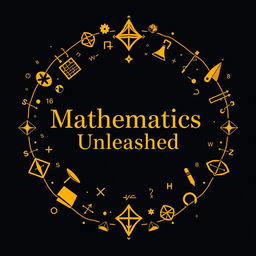 A visually appealing cover design for a math book, featuring a deep black background complemented by striking gold elements