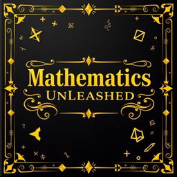 A visually appealing cover design for a math book, featuring a deep black background complemented by striking gold elements