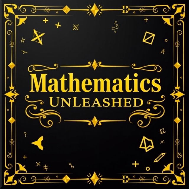 A visually appealing cover design for a math book, featuring a deep black background complemented by striking gold elements