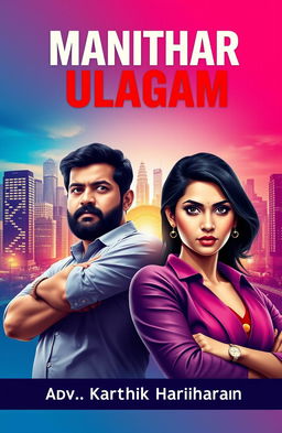 A modern and inspiring book cover design for 'Manithar Ulagam' written by Adv