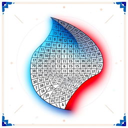 An artistic representation of tapered sudoku, featuring a unique sudoku grid that gradually narrows in a visually striking tapered design, filled with dynamic numbers