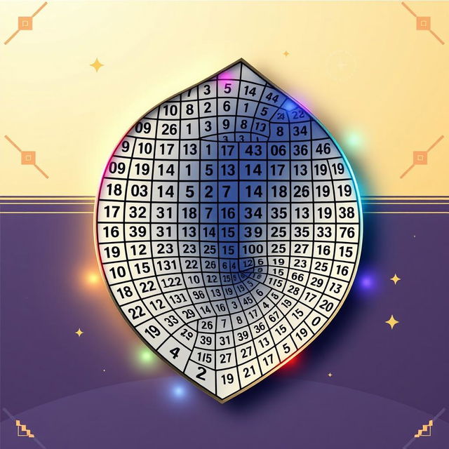 An artistic representation of tapered sudoku, featuring a unique sudoku grid that gradually narrows in a visually striking tapered design, filled with dynamic numbers