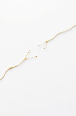 A visually striking abstract artwork featuring a broken string gracefully lying across a clean, pure white background