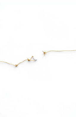 A visually striking abstract artwork featuring a broken string gracefully lying across a clean, pure white background