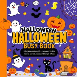 A vibrant Halloween themed busy book, sized 11 inches by 8